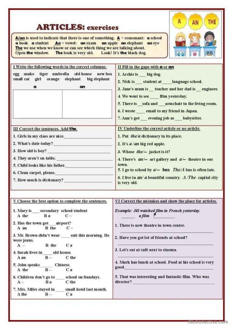A an the exercises