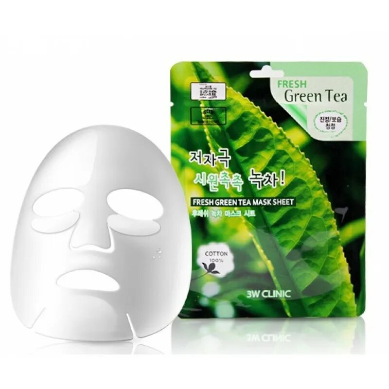 3w Clinic тканевая маска для лица с зеленым чаем. 3w Clinic маска тканевая с экстрактом зеленого чая - Fresh Green Tea Mask Sheet, 23мл. 3w Clinic тканевая маска для лица Fresh White. [3w Clinic] набор тканевая маска для лица с зеленым чаем Fresh Green Tea Mask Sheet 10 шт.