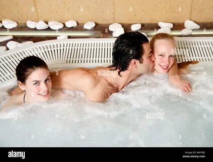 Bath jacuzzi threesome.