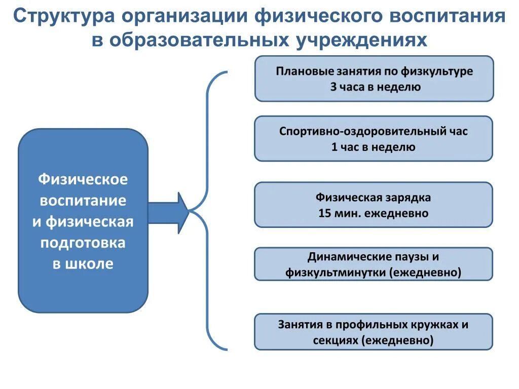 Модернизация организации образования. Требования к организации физического воспитания в школе. Структура физического воспитания. Схема системы физического воспитания. Структура физ воспитания.