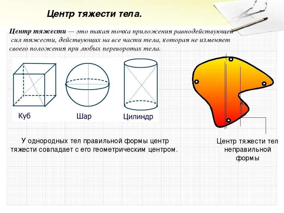 Где может находиться центр тяжести тела. Центр тяжести. Центр тяжести тела. Нахождение центра тяжести тела неправильной формы. Центр тяжести фигуры неправильной формы.