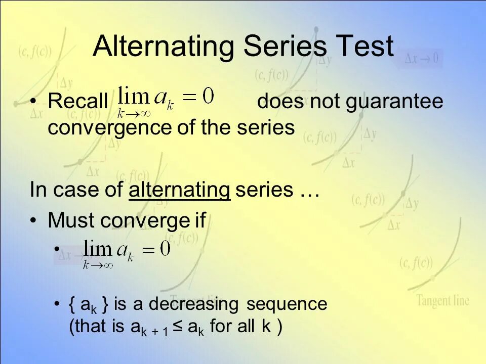 Test series. Alternating series. alternating 1/ x series. decreasing sequence. 50 alternating passes.