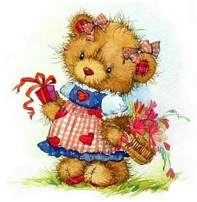 марина федотова художник иллюстратор. медвежонок мультяшный. детские игрушки арт. зайка детский сад. мишка с цветами.