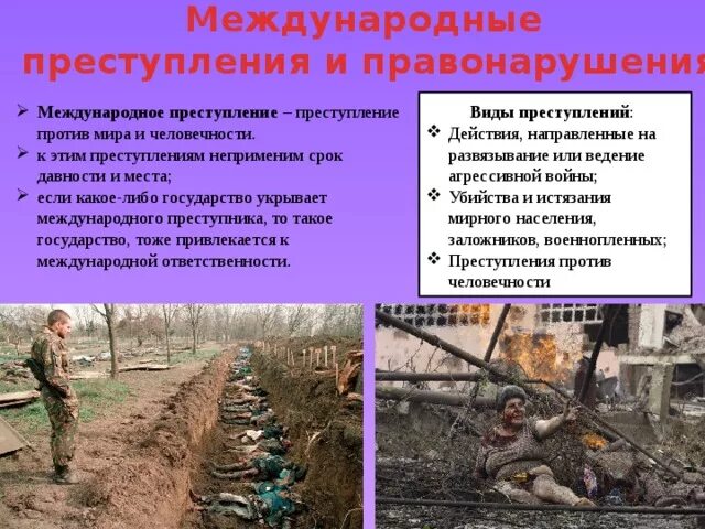 Заранее не обещанное укрывательство преступлений. Виды международных преступлений. Особенности международных преступлений.