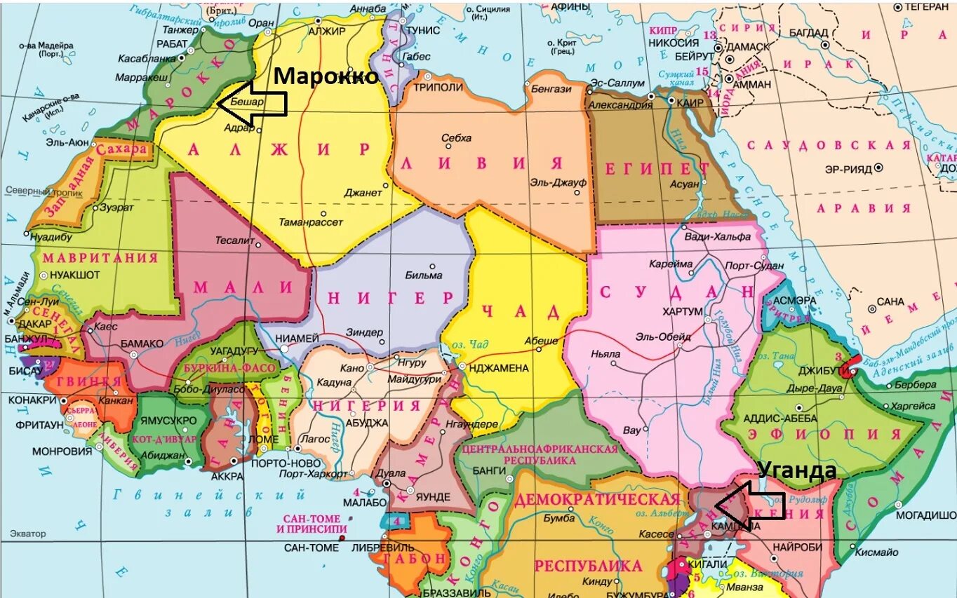 Карта Африки со странами крупно на русском. Африка карта со странами на русском языке крупно. Северная Африка страны и столицы на карте. Политическая карта Африки со странами крупно на русском. Africa на русском