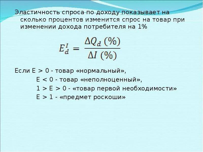 Эластичность спроса по доходу формула. Коэффициент эластичности спроса по доходу формула. Формула расчета эластичности спроса по доходу. Эластичность спроса на товар по доходу формула. Доход увеличился на 3 процента