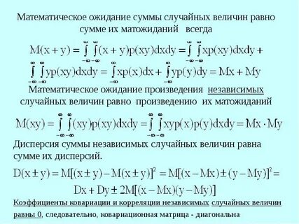 Математическое ожидание случайной величины равно