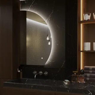 Ванна с круглым зеркалом с подсветкой