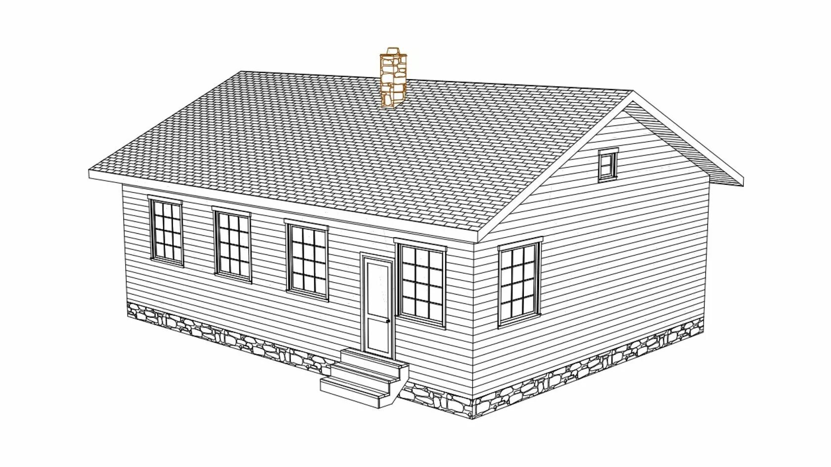 12 17 проект. 17сч12.00-ОС-9.0Х12.0-108. Каркасный одноэтажный дом проект 3д. Фасад дома 3д модель. Домокомплект из полистиролбетона.
