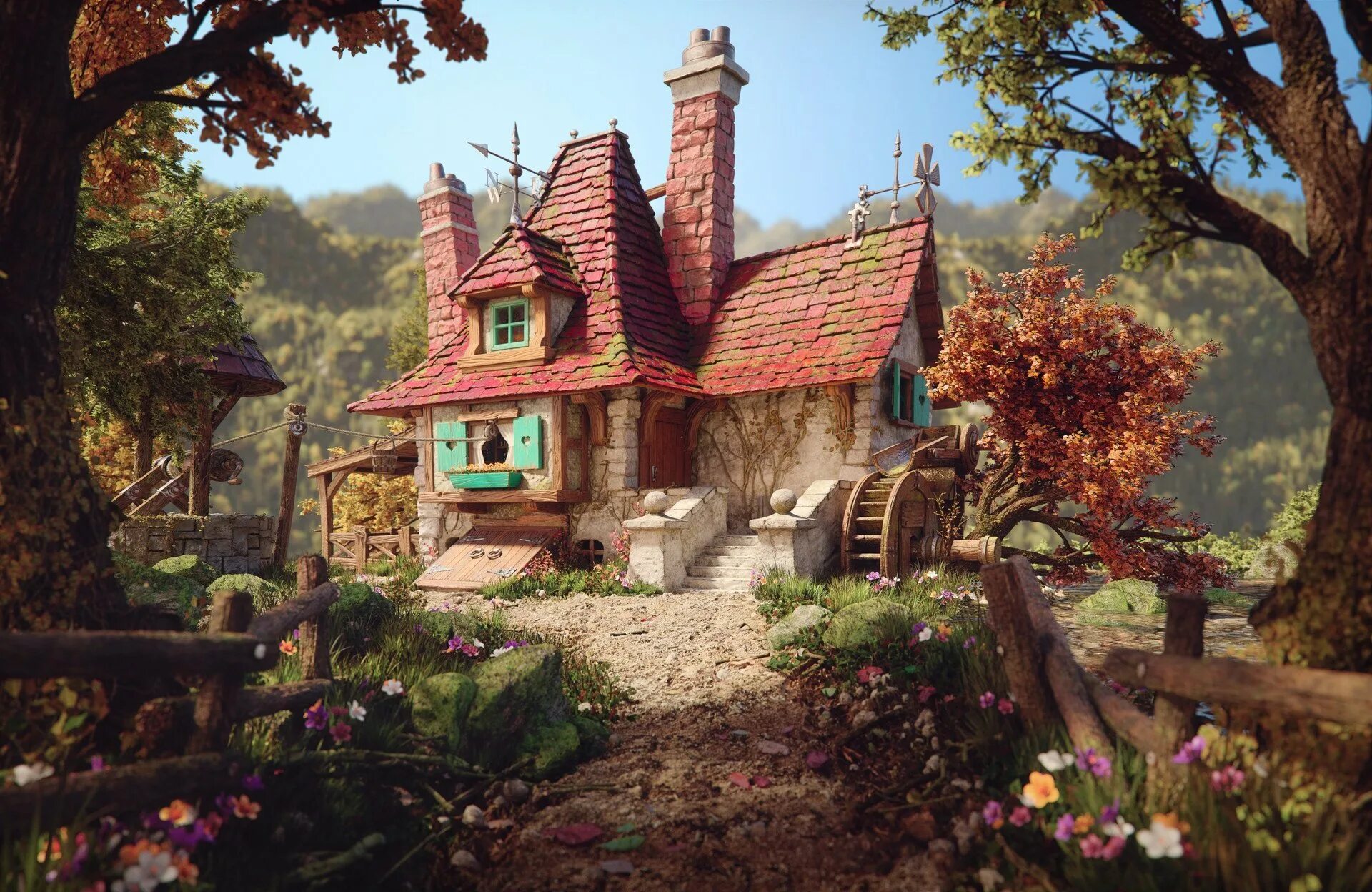 Дом Белль красавица и чудовище. Сказочный дом. Красивые сказочные домики. Сказочный Лесной домик.