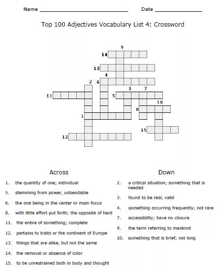 Common adjectives crossword. Complete the crossword Vocabulary common adjectives big. Vocabulary complete the crossword