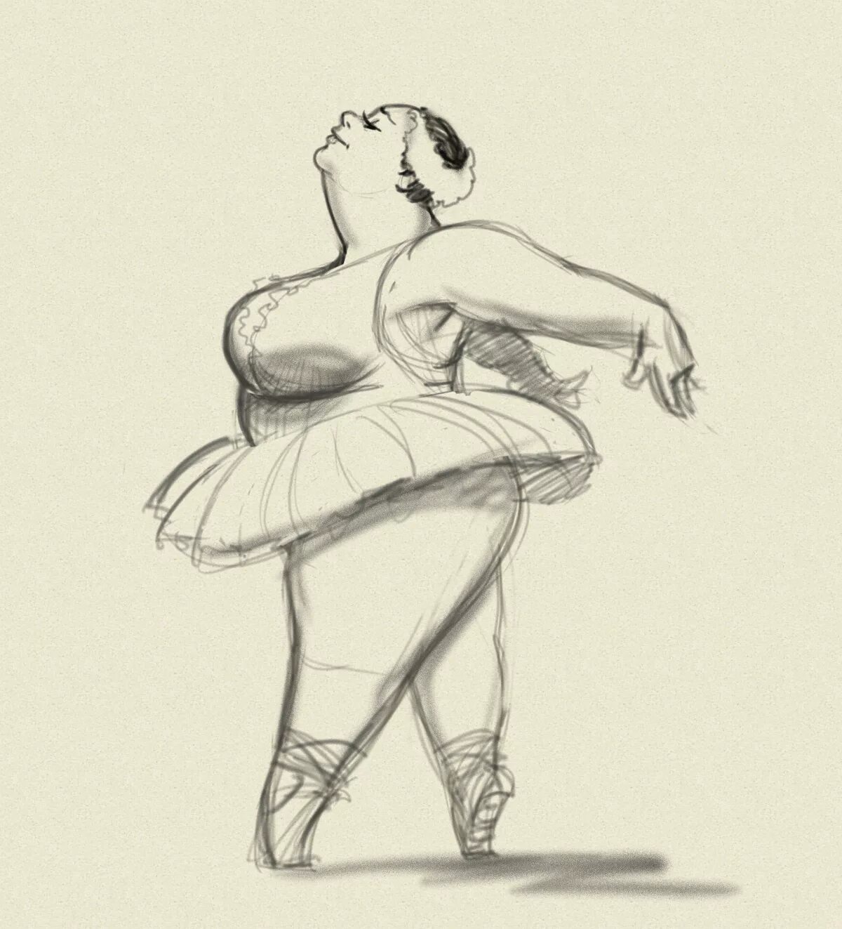 Балерина толстушка. Полная девушка рисунок. Зарисовка женщины. Голую танцующую тетку