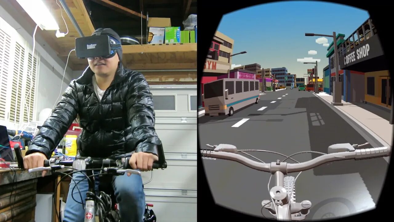 VR Bike. Очки виртуальной реальности для велотренажера. Виртуальный велосипед. VR Bicycle.