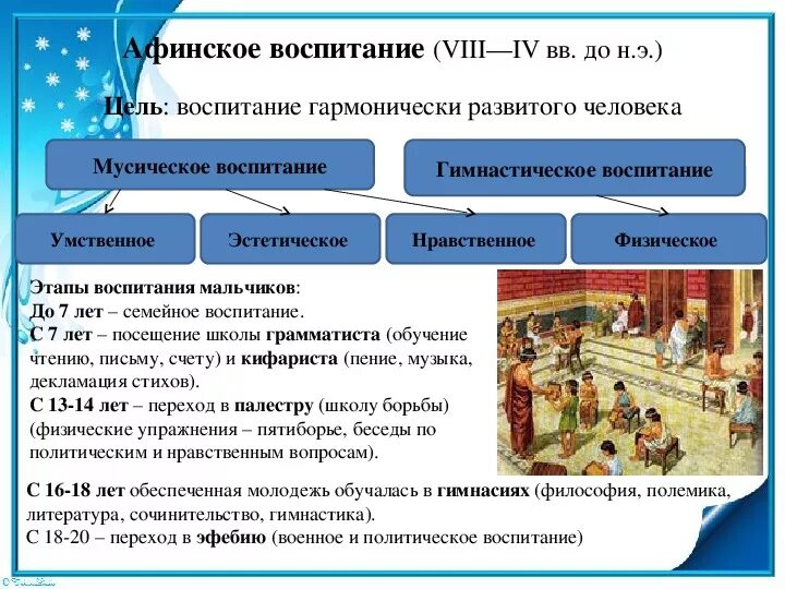 Система образования в Афинах. Афинское воспитание. Этапы воспитания в Афинах. Система воспитания. Образование в афинских школах