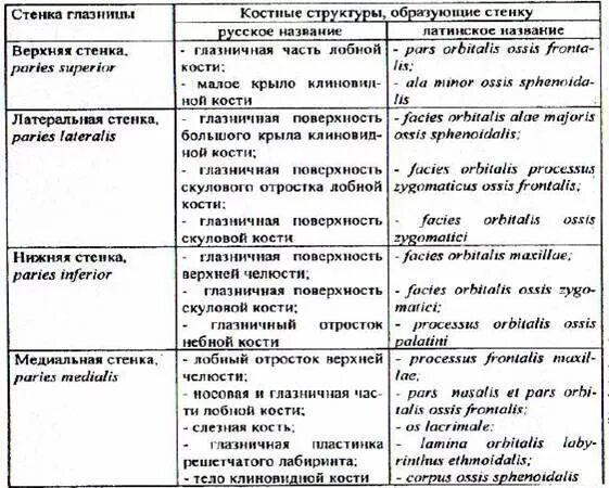 Сообщения глазницы