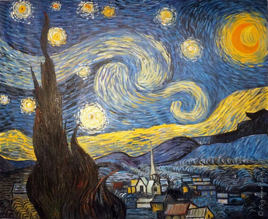 Картина звездная ночь. Звездная ночь Ван Гог 1889. Лунная ночь картина Ван Гога. Винсент Ван Гог Звёздная ночь 1889 оригинал. Ван Гог Звездная ночь масло.