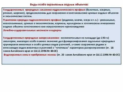 Категории особо охраняемых водных объектов