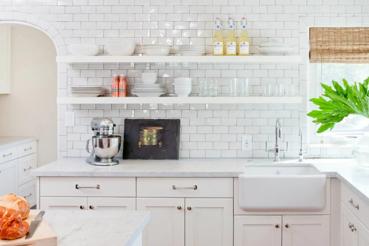 Кухня белый кирпич фото Pisos y azulejos para cocinas pequeñas MN Home Center MN Home Center