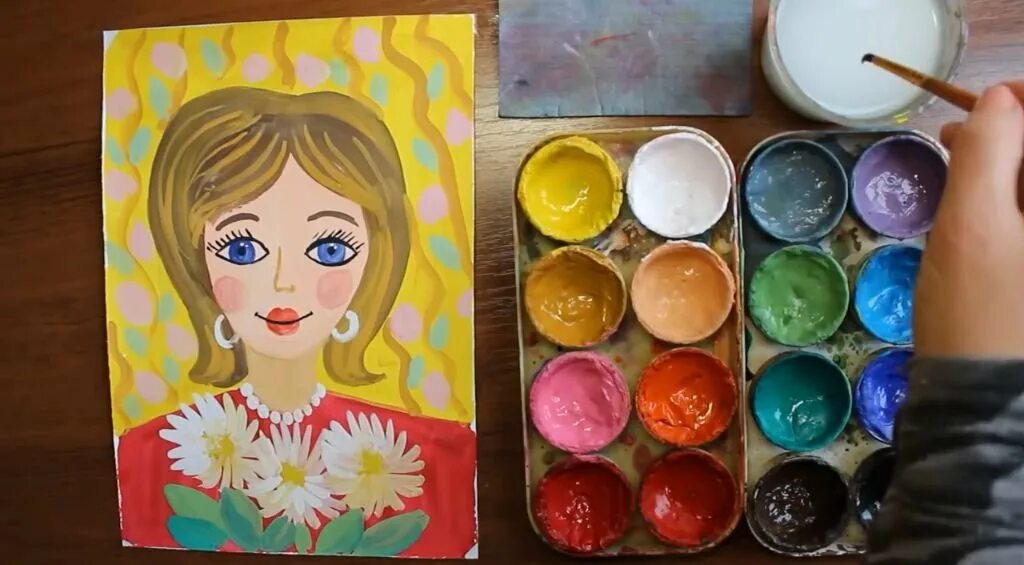 Что можно нарисовать маме красками. Лёгкий подарок красками для мамы. подарок маме гуашью. рисование для детей 8-9 лет красками. рисунки для детей подарок для мамы гуашь.