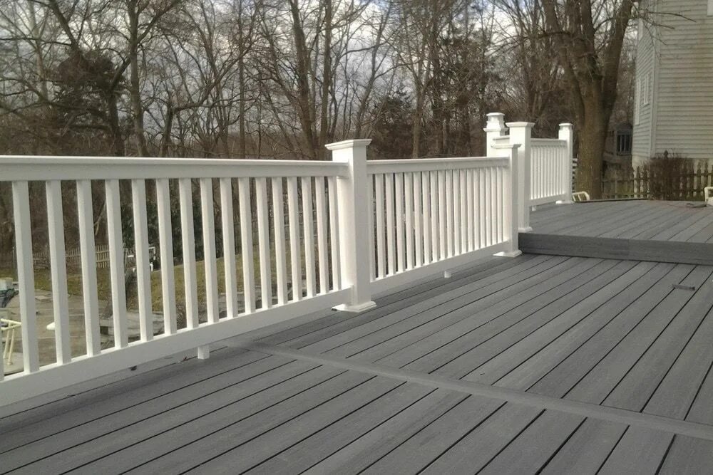 Deck systems. A vinyl deck. gray hollow.