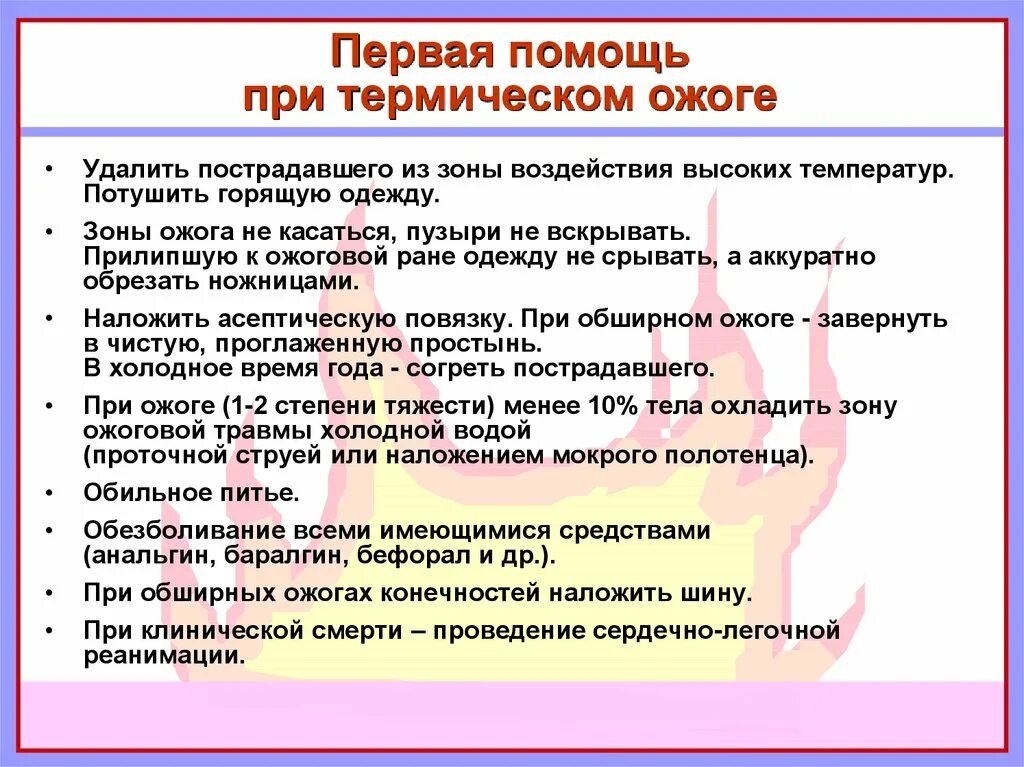 Оказание медицинской помощи при термическом ожоге