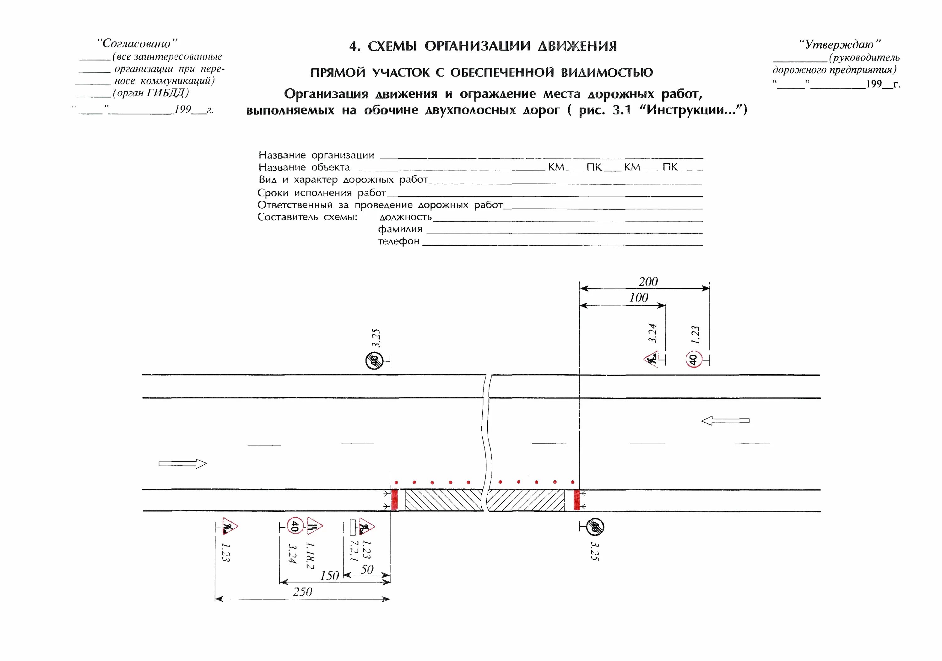 Организация дорожного движения на период производства работ. Схема производства дорожных работ на обочине. Схема Одд в месте производства дорожных работ. Схема ограждения места производства дорожных работ. Схема проведения дорожных работ для ГИБДД.