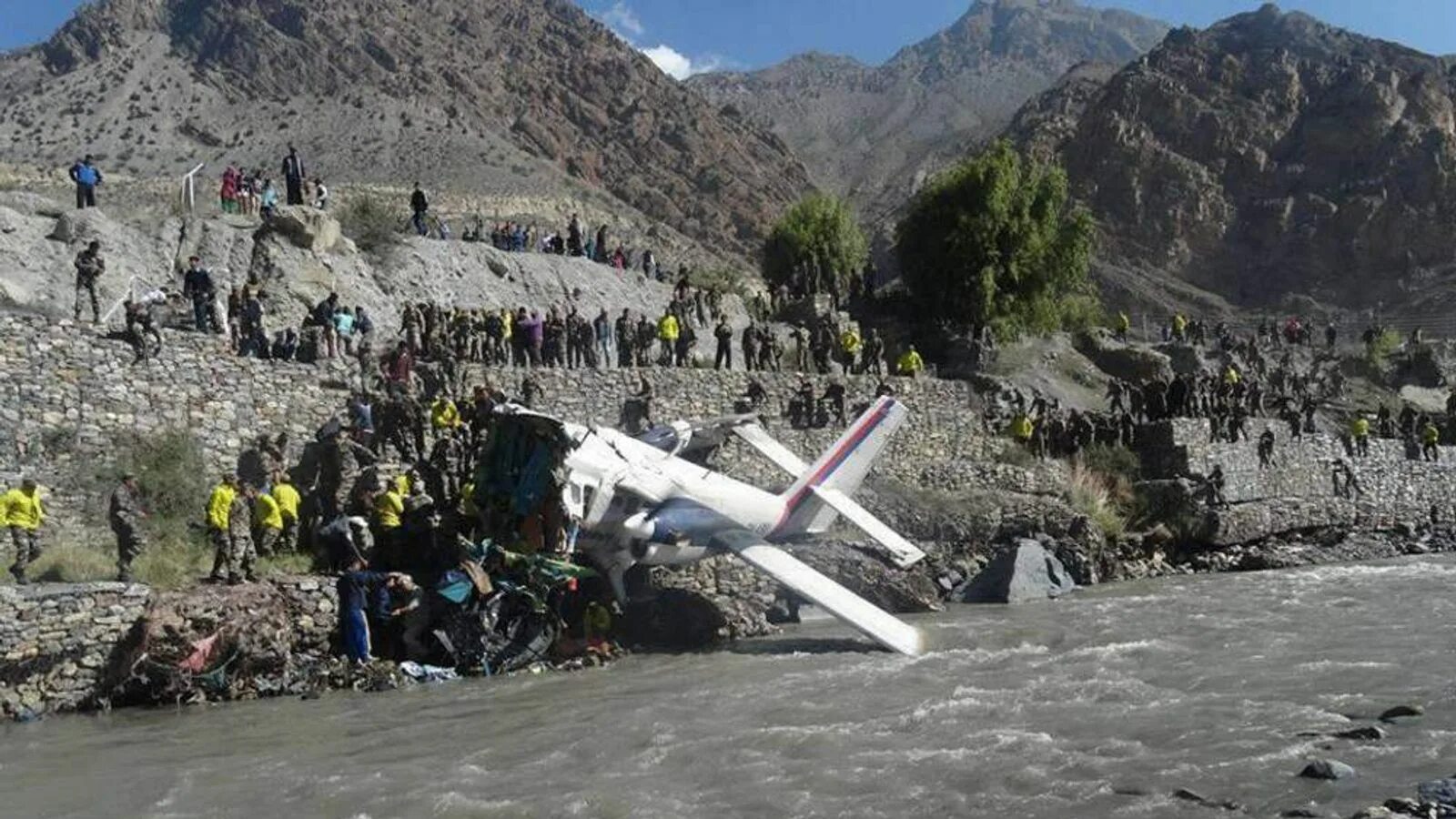 Having crashed plane