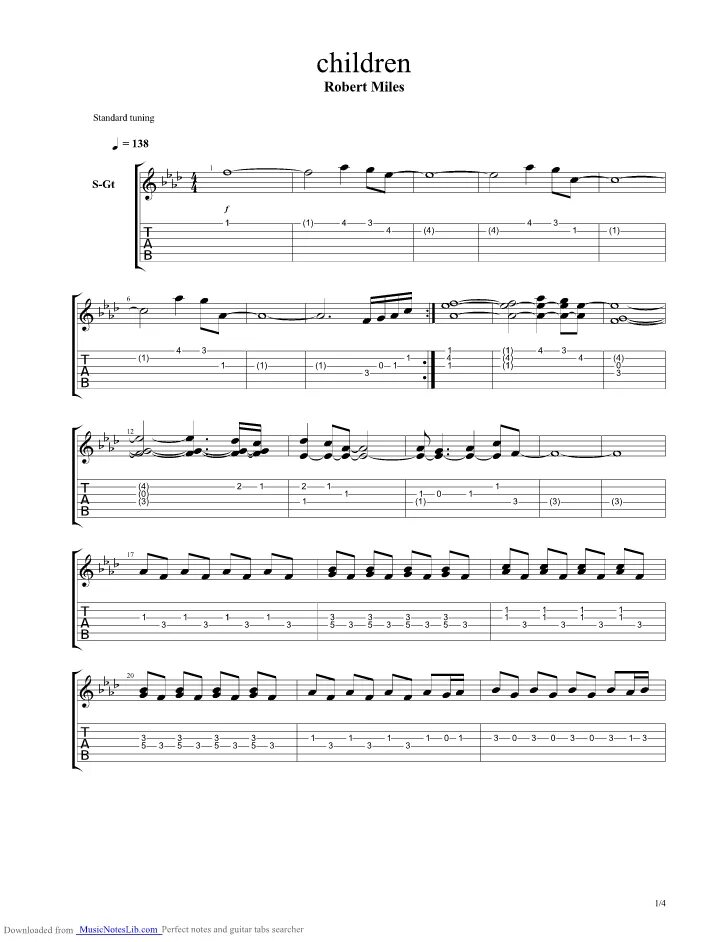 Child tab. Robert miles children ноты.