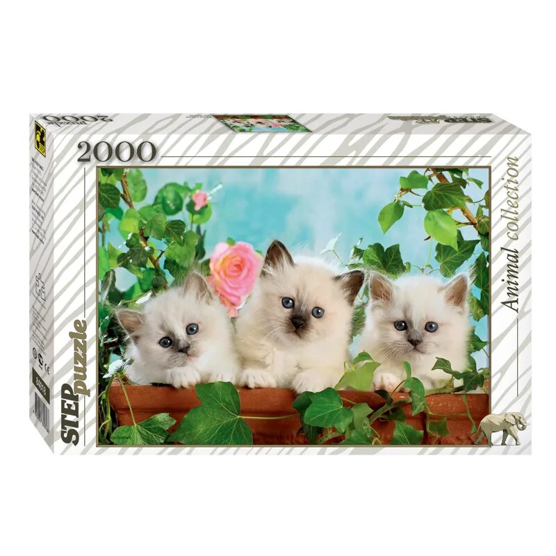 Степ. Пазл 2000 арт.84044 "милые котята". Степ пазл 2000. Пазл Step Puzzle animal collection котята с розой (84018), 2000 дет.. Puzzle Art collection котята. Пазлы котята собранные