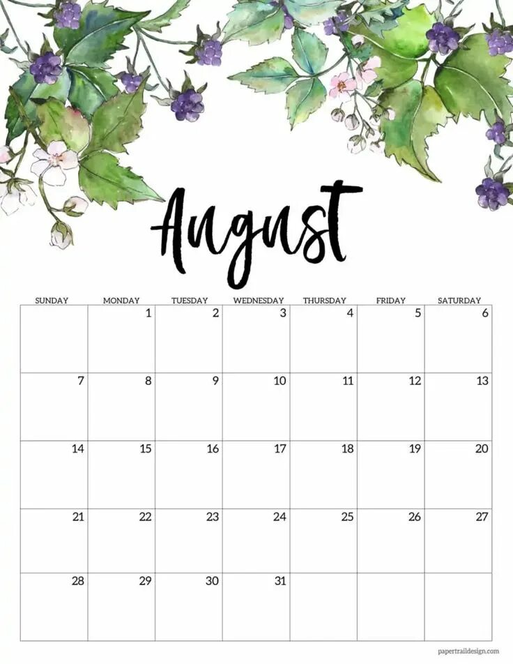 Календарь 2025 июль месяц распечатать 2021 Free Printable Calendar Floral Paper Trail Design Print calendar, Free