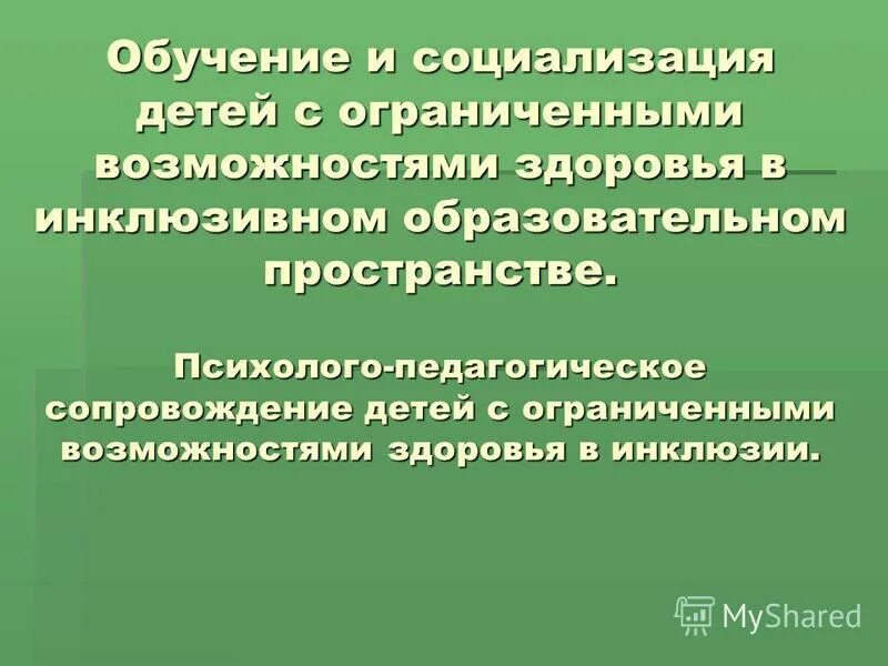 Социализации детей с ограниченными возможностями здоровья