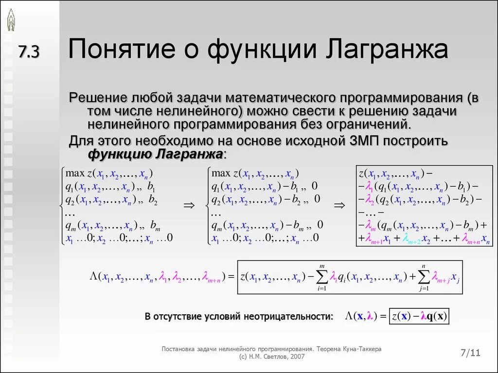 Использованные функции для решения задач. Постановка задачи нелинейного программирования. Функция Лагранжа. Решение задачи нелинейного программирования решение. Методы решения задач нелинейного программирования.