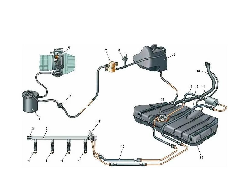 Абсорбер на ВАЗ 2114 инжектор 8. Схема топливной магистрали ВАЗ 2114. Топливные трубки ВАЗ 2115 инжектор. Схема системы питания инжекторного двигателя ВАЗ 2114. Обратка ваз 2115