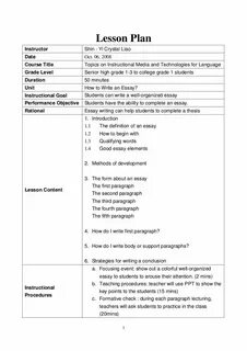 English lessons plans