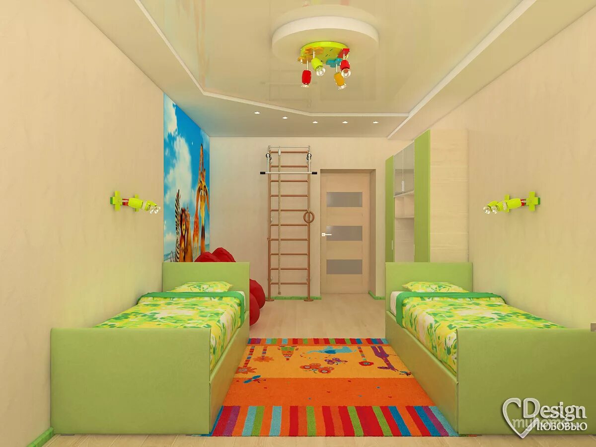интерьер детской комнаты для двоих детей фото 13 м2 - Поиск в Google Kids bedroo
