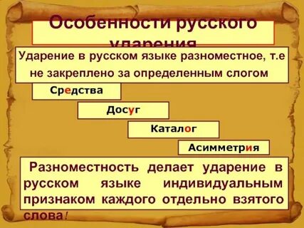 Разноместность ударения в русском языке