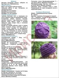 Описание схема вязания шапок спицами
