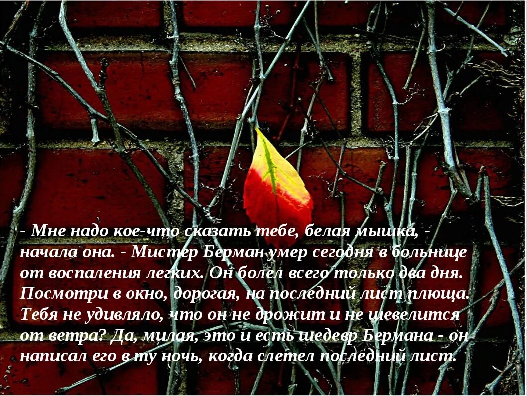 Произведение последний лист. Последний листок о генри. берман последний лист. иллюстрации к рассказу о генри последний лист. рассказ о генри последний лист.