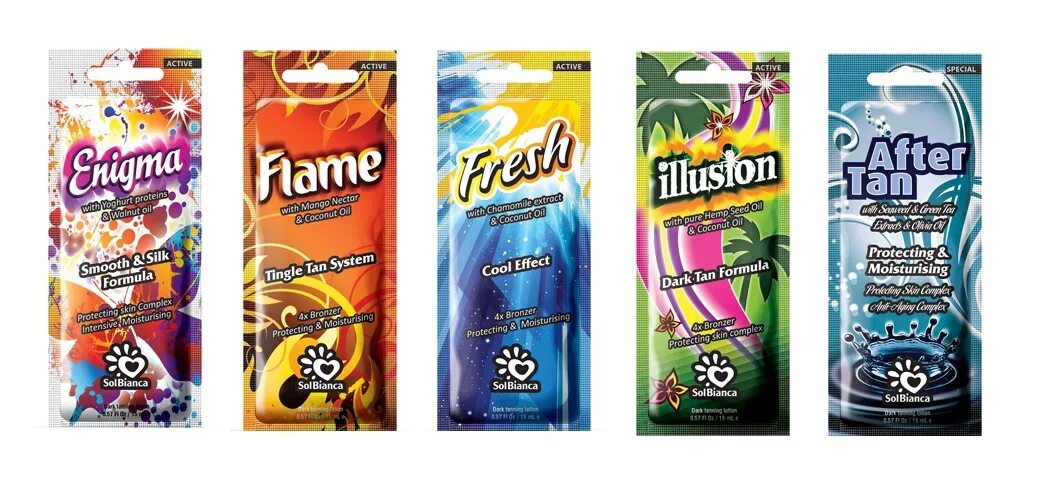 Комплект Крем для солярия Jamaica, Mirage, Pure, Signature, After Tan 15 мл. х 5