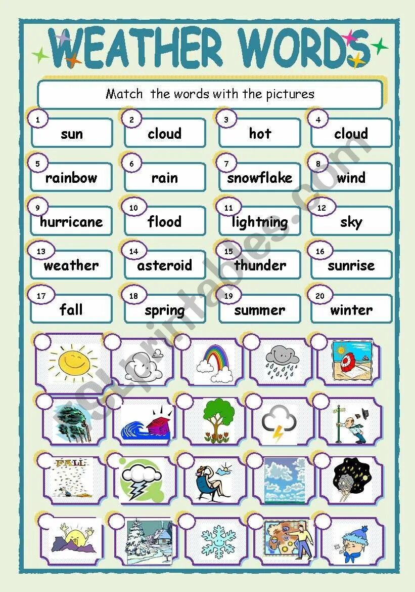 Задания по английскому weather. Worksheet на тему weather. Упражнения по теме Seasons and weather. Погода на английском упражнения.