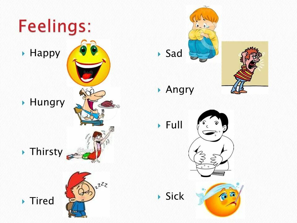 I can use feeling. Эмоции на английском для детей. Карточки эмоции на английском. Эмоции на английском для детей thirsty. Feelings картинки.