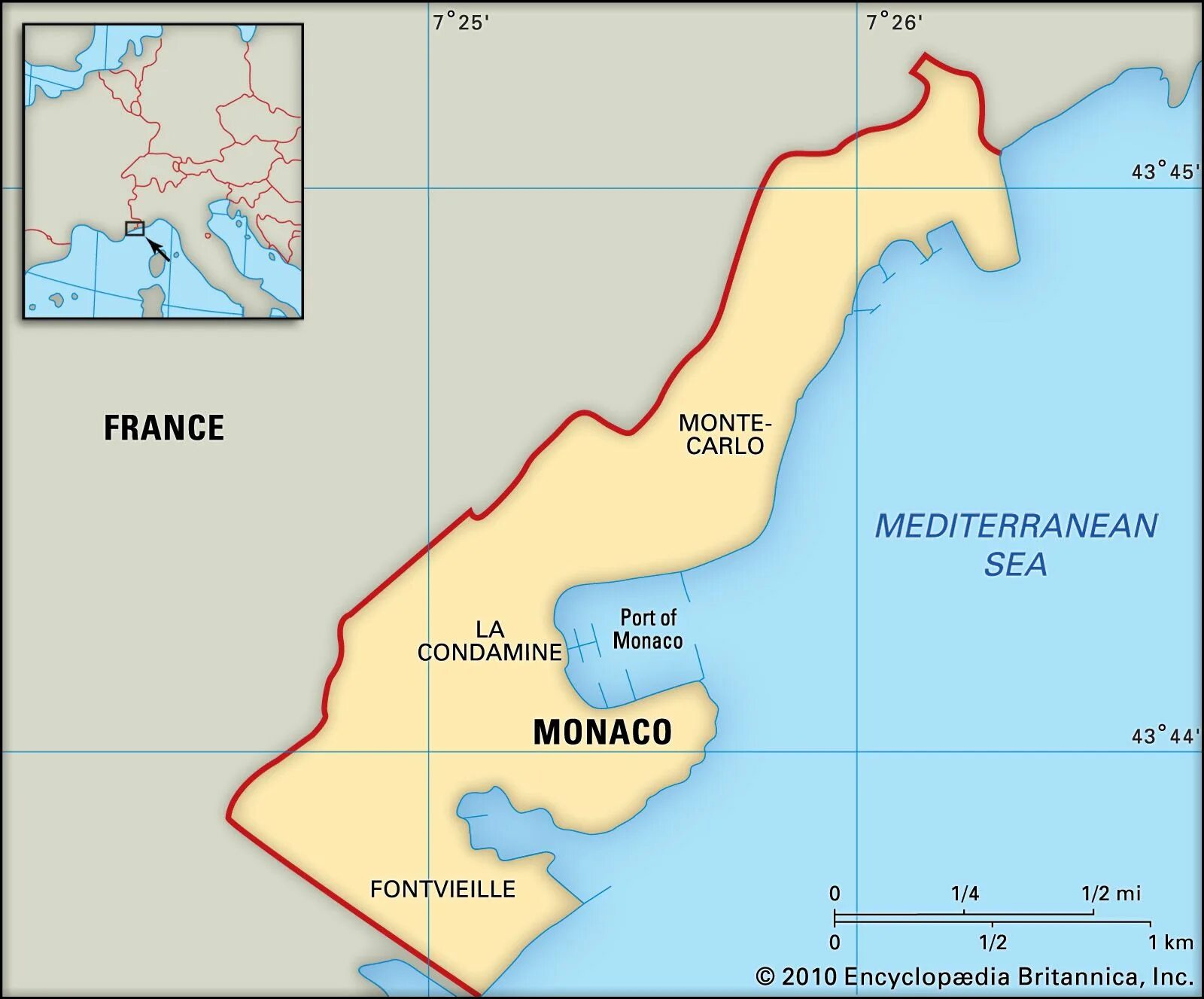 Где находится монте карло какая страна. Монако географическое положение карта. Территория Монако на карте. Княжество Монако на карте.