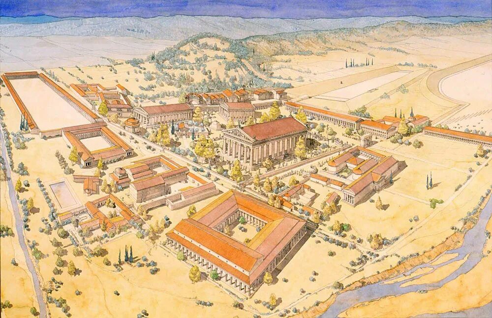 Античные времена называлась. Олимпия 776 г до н э. Город Олимпия в древней Греции. Альтис древняя Греция. Олимпия город в Греции в древности.