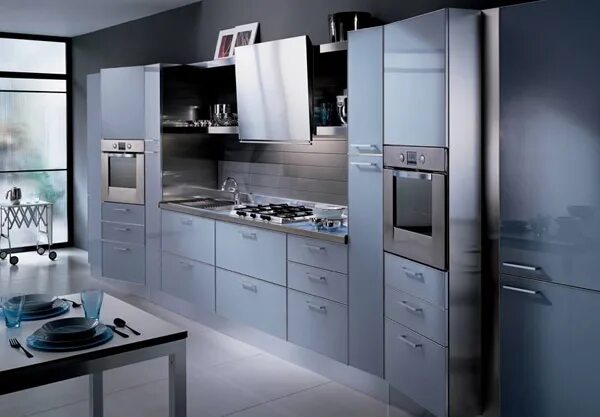 Бытовая техника цвета. Кухня Scavolini голубая. Кухонные гарнитуры со встроенной техникой. Встраиваемая техника для кухни. Серая встроенная кухня.