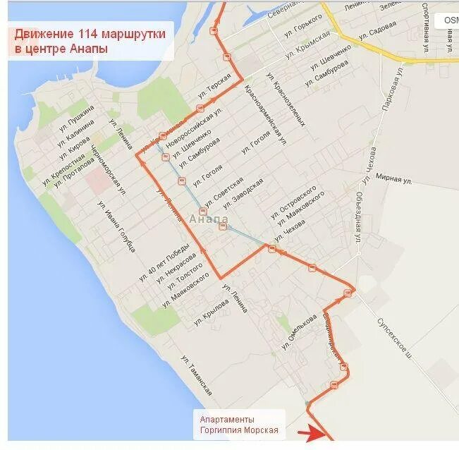 Карта анапы маршруты автобусов