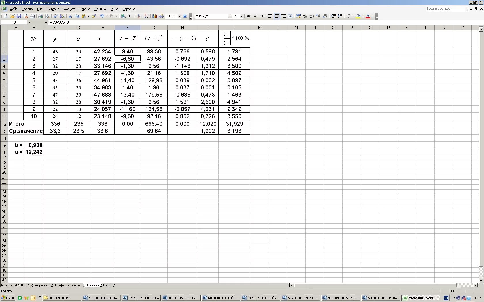 Тест по теме ms excel. Контрольная по эксель. Эконометрика в эксель. Таблицы эконометрики. Таблица эксель контрольная работа.