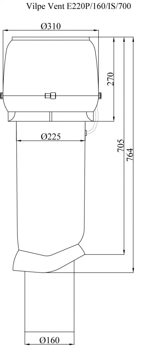 S p 160. Чертеж труба изолированная вентиляционная с колпаком 125/160 h=700 мм Vilpe. Вентиляционный выход Vilpe чертежи. Vilpe e220p/160/700 вентилятор. Vilpe e190p/125/700 вентилятор.