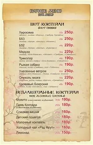 Меню наро фоминск