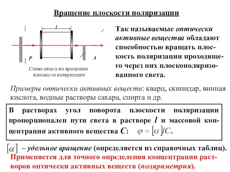 Вращение плоскости поляризации оптически активными веществами. Вращение плоскости поляризации оптически активными средами.. Оптическая активность веществ, вращение плоскости поляризации. Оптически активные вещества поляризаторы. Вращение угла поляризации