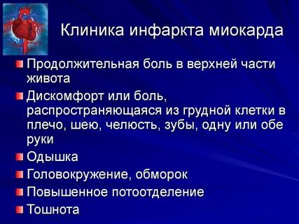 Инфаркт типичные признаки